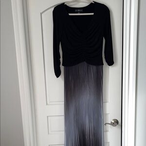 Betsy & Adam Black and Gray Ruched Dress